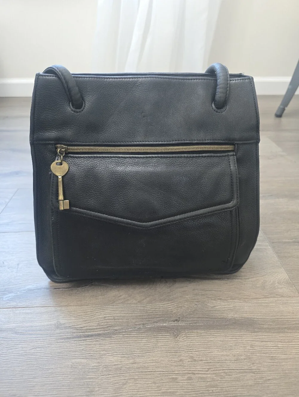 Fossil Shoulder Bag Leather Black Vintage Top Handles